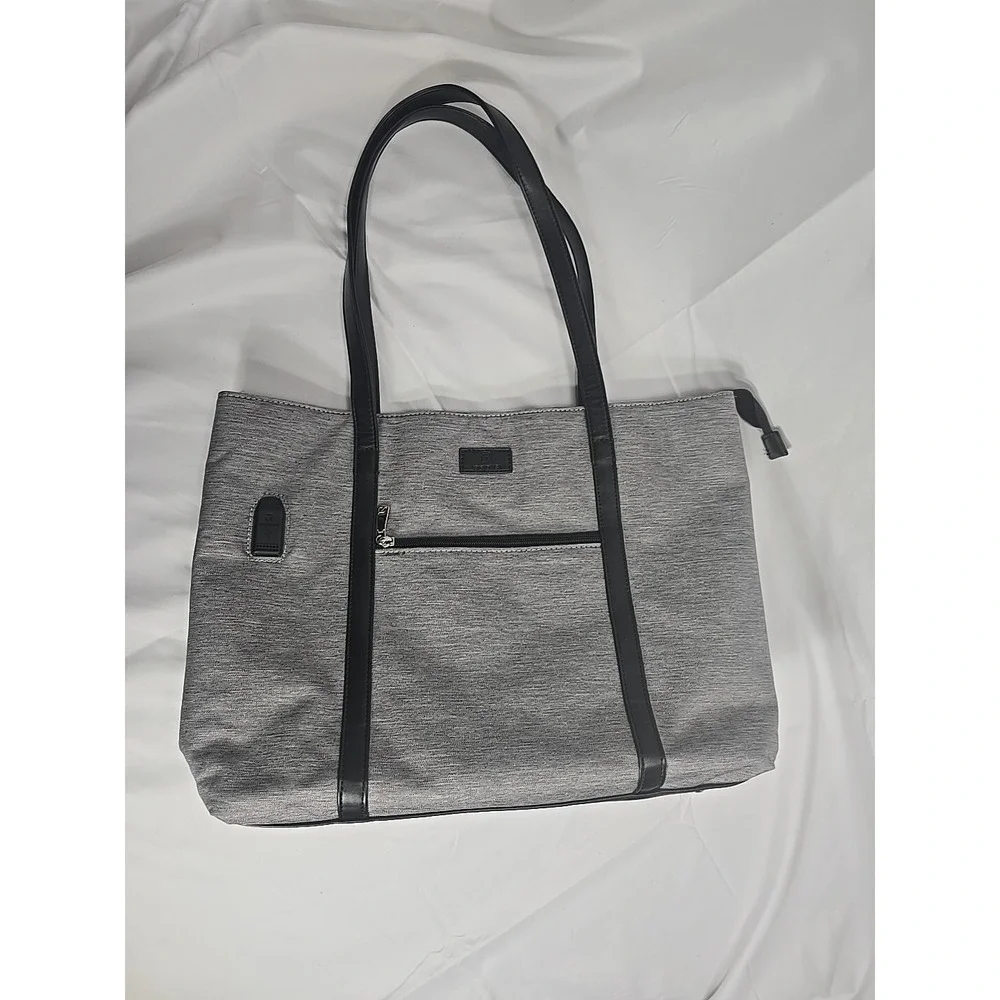Relavel Women Gray Messenger lunch Bag gray w/satin brown lining outer‎ USB Port
